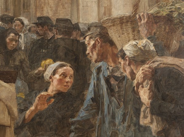 Les Halles, 1895. Market in Paris, detail.