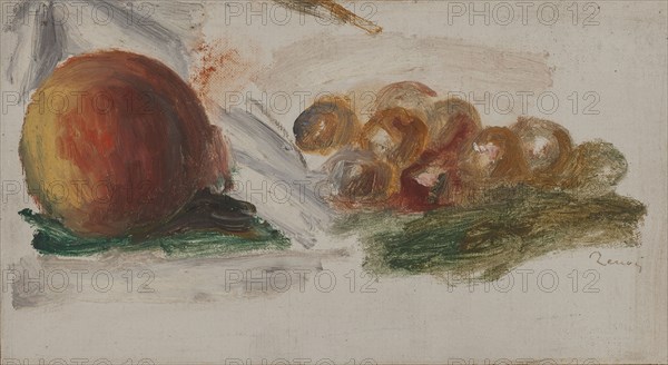 Pêche et raisins, c.1914. Peach and grapes.