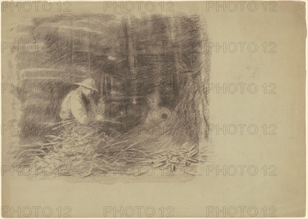 Farmers Shucking Corn [recto], c. 1870-1880.