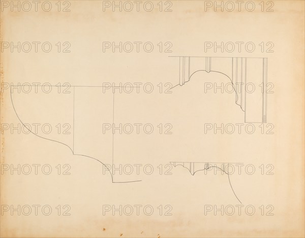 Knife and Spoon Box - Line Drawing, c. 1940.