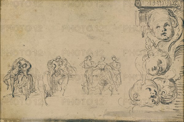 Sketches of Dancers and Heads of Putti, 1748.