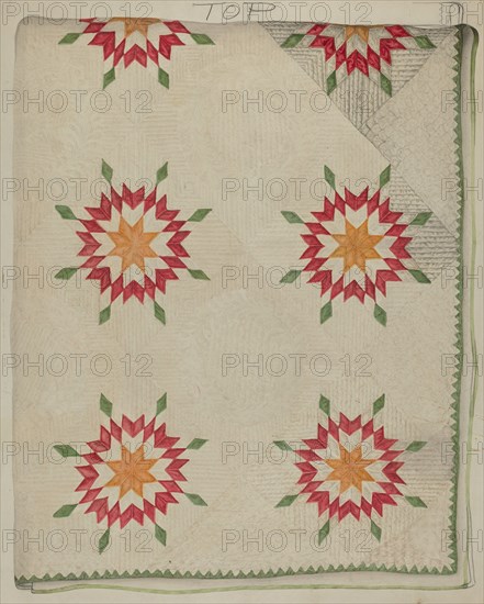 Quilt - Applique Patterns with Border, c. 1936.
