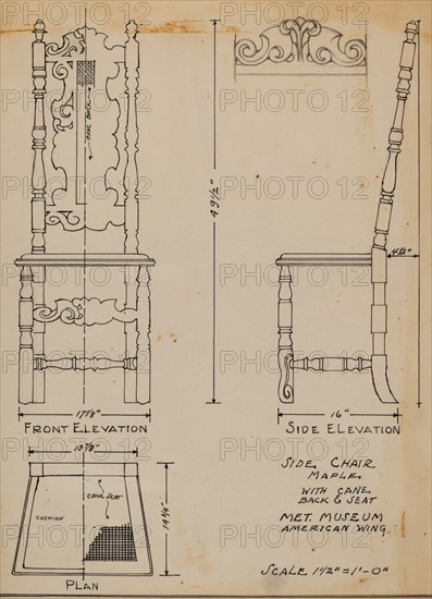 Side Chair, with Cane Back and Seat, 1935/1942.