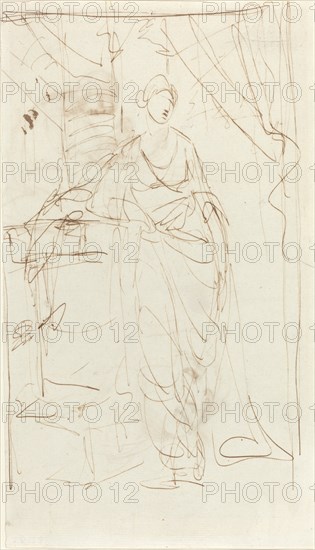 An Elegant Lady in Classical Dress [recto], 1780s.