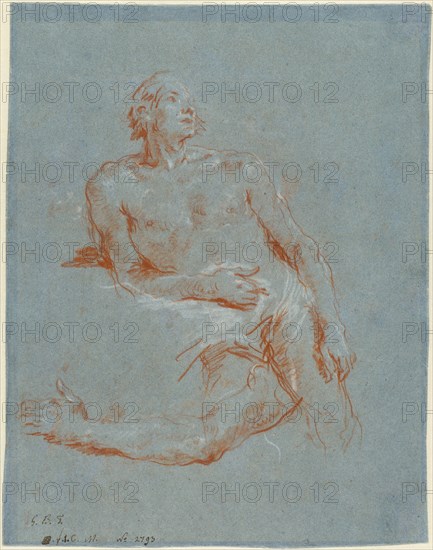 Male Nude Leaning on His Elbow (verso), 1752/1753.