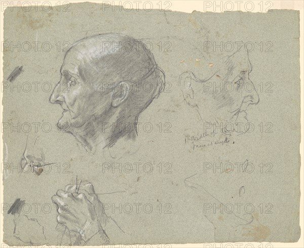 Studies of an Elderly Woman Knitting, c. 1870-1890.