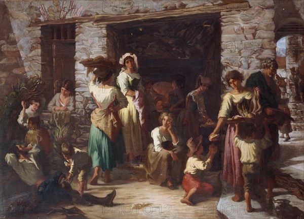 Scène de rue en Italie, 1886. Street scene in Italy.