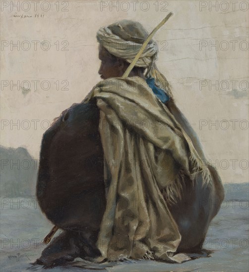 Luxor, seated Arab, three-quarters turned away, 1891.