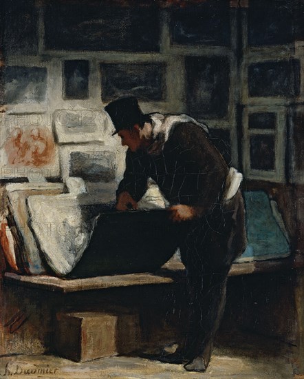 L'amateur d'estampes, c.1860. Creator: Honore Daumier.