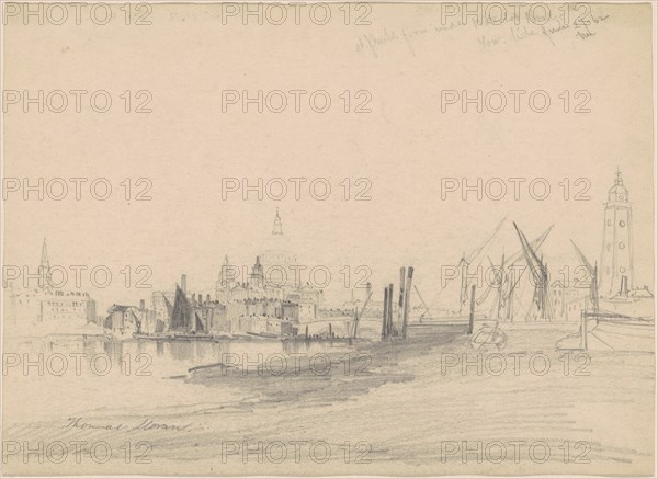 St. Paul's from Under Waterloo Bridge, Low Tide, 1862.