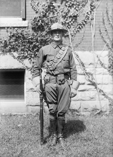 Army, U.S. Equipment On Soldier, 1916. First World War.