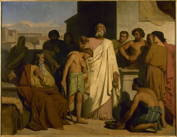 L'onction de David par Samuel, 1842. Samuel anoints David.