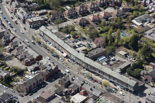 Palatine Road shopping parade, Northenden, Manchester, 2021.