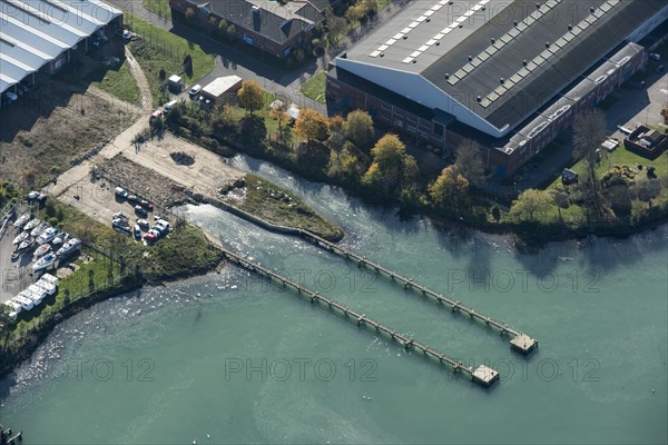 Gunboat Traverser system at Haslar, Gosport, Hampshire, 2020.