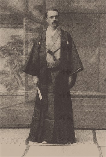 Josiah Conder (1852-1920) wearing Kimono. Private Collection.