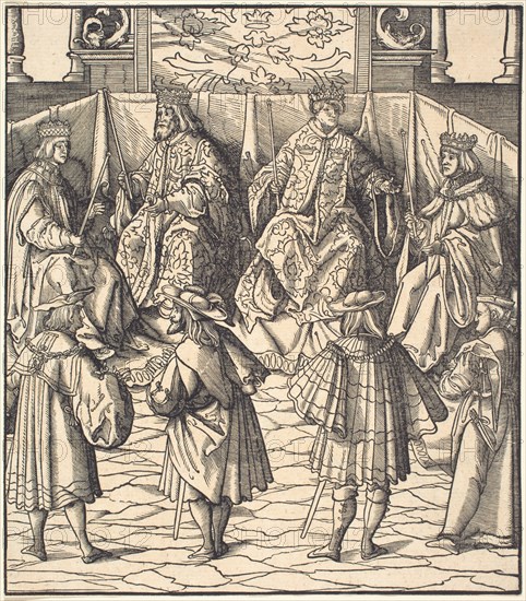 Assembly of Four Kings, in the foreground Four Men, 1514/1516.