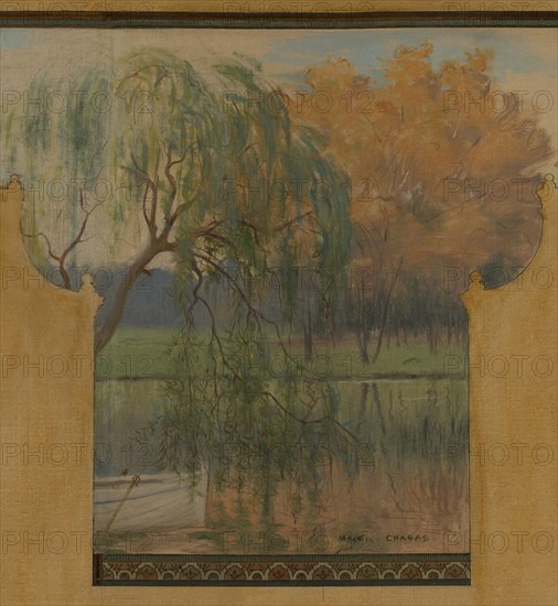 Esquisse pour la mairie de Vincennes : Le lac Daumesnil, 1898.