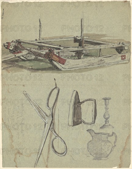 Studies of a Sled and Various Household Objects, c. 1870-1890.