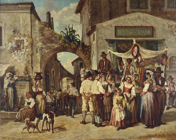 Marchands ambulants à Tivoli, 09/1866. Creator: Auguste Dutuit.