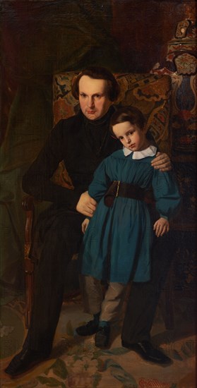 Portrait de Victor Hugo avec son fils François-Victor Hugo, 1836.