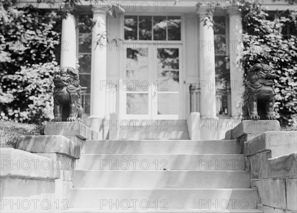 Home of William Jennings Bryan, Chinese Figures At His Door, 1914.