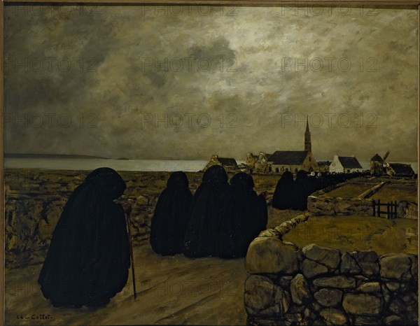 Messe basse en hiver (Bretagne), c.1902. Mass in winter, Brittany.