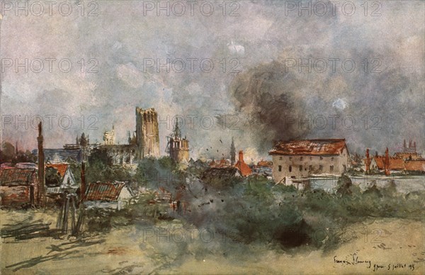 ''Bombardement d'Ypres, le 5 juillet 1915.', 1915. Creator: Unknown.