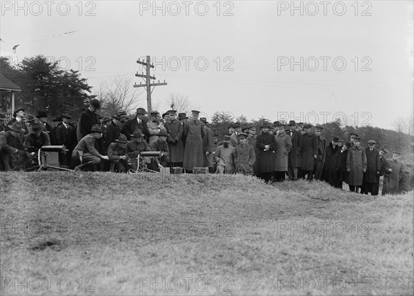 Army, U.S. Machine Gun Tests, 1918. French and British officers watching.