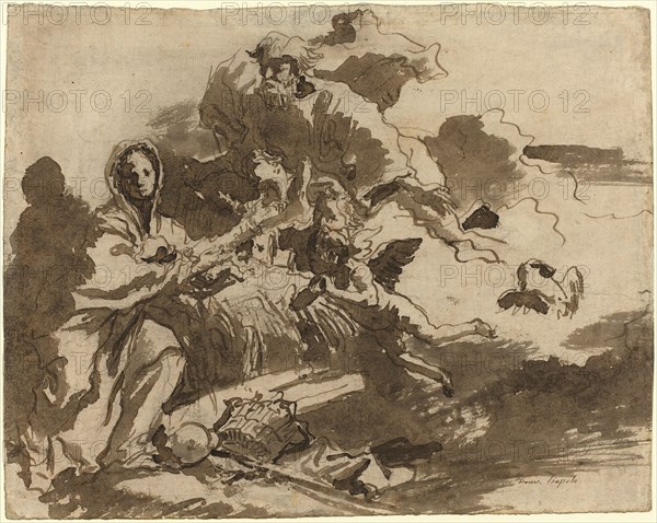 God the Father and Angels Adoring the Madonna and Child [recto], c. 1753.