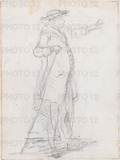 Man with a Walking Stick, Seen in Profile [recto], probably c. 1754/1765.