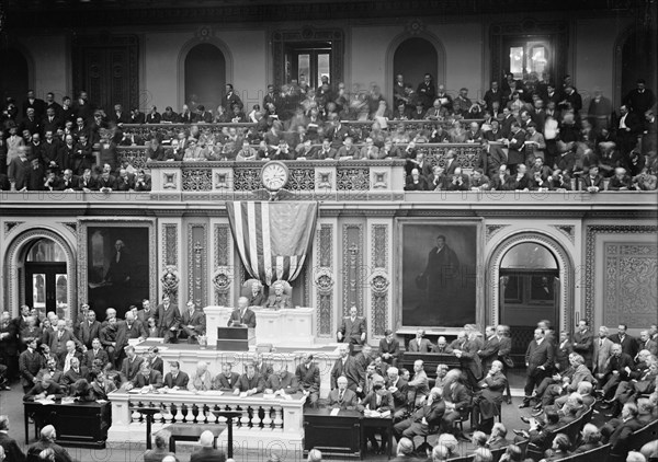 Wilson Before Congress...1913. US president Woodrow Wilson, Washington DC.