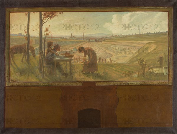 Esquisse pour la mairie de Vanves : Les carrières - Le jour du repos, 1902.