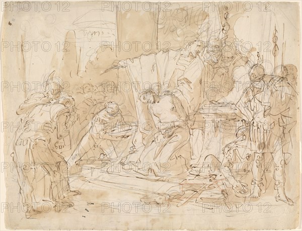 The Sacrifice of Iphigenia (recto) / Study of a Male Nude (verso), c. 1726.