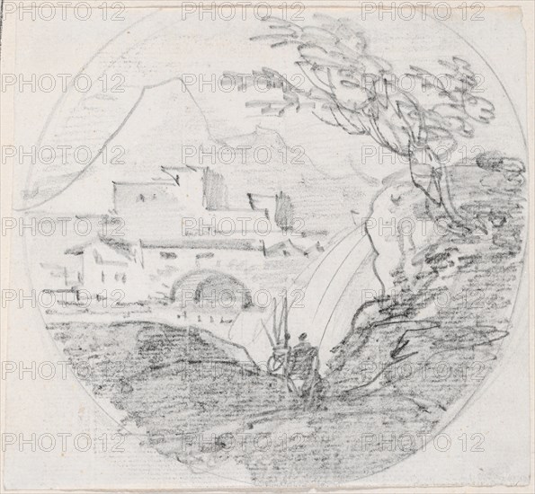 View from a Ridge to a Village and Distant Mountain, probably c. 1754/1765.