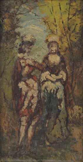 Deux personnages dans un parc, between 1870 and 1880. Two figures in a park.