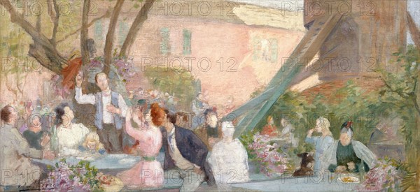 Esquisse pour la mairie de Bagnolet : Un toast, 1893. Creator: Victor Marec.