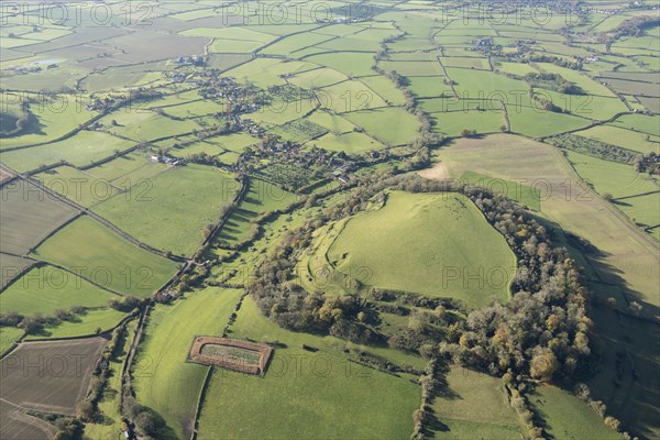 Cadbury Castle, the earthwork remains of an Iron Age hillfort, Somerset, 2017.