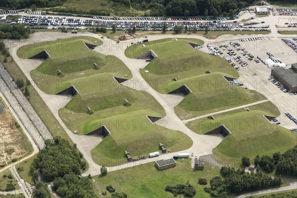 Cruise missile shelter complex, Greenham Common Airbase, West Berkshire, 2020.