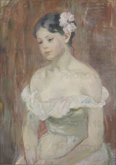 Jeune fille au décolleté, la fleur aux cheveux, 1893. Creator: Berthe Morisot.