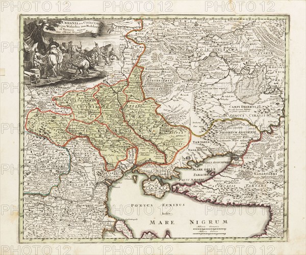 Map of Ukraine and surroundings of the Black Sea, um 1700. Private Collection.