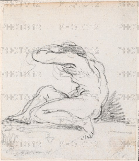 Seated Male Nude with Arm over Head, Seen from the Side, probably c. 1754/1765.