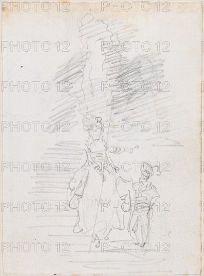 Woman and Smaller Male Figure on Grand Stairway [recto], probably c. 1754/1765.