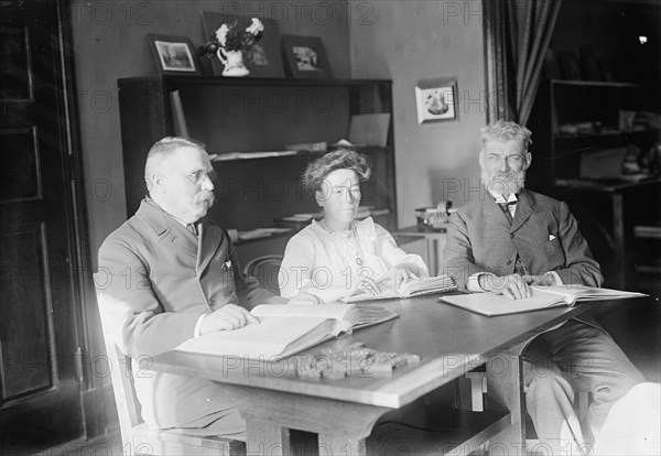 The Blind, Interiors of Library - Institute of The Blind, 1912. Reading braille.