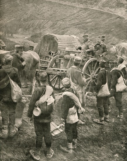''Le Vieux Roi Pierre de Serbie sur la Route de L'Exil.', 1916. Creator: Unknown.
