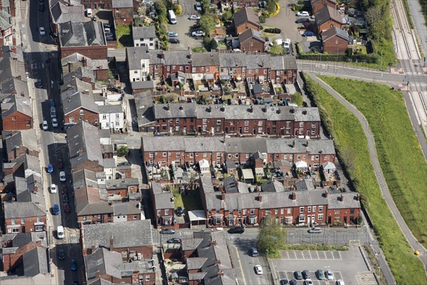 Terraced housing, part of Tyldesley High Street Heritage Action Zone, Wigan, 2021.