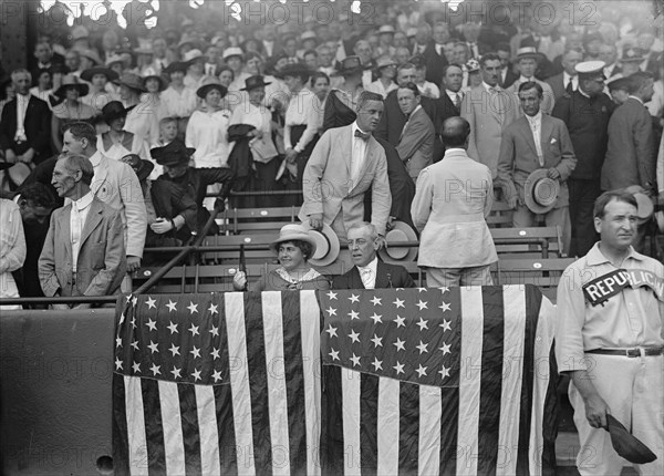 Baseball, Congressional - President And Mrs. Wilson, 1917. Creator: Harris & Ewing.