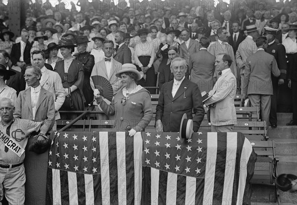 Baseball, Congressional - President And Mrs. Wilson, 1917. Creator: Harris & Ewing.