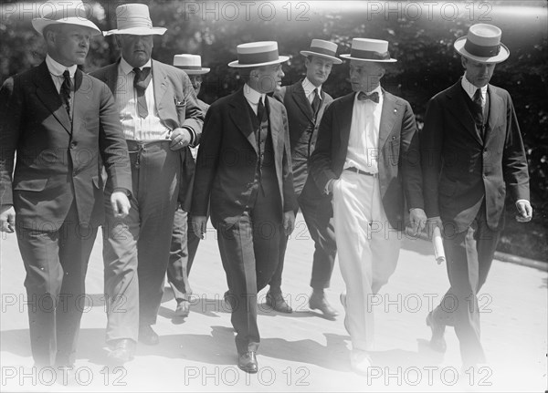Newton Diehl Baker, Secretary of War, with Newsmen, 1917.  Creator: Harris & Ewing.