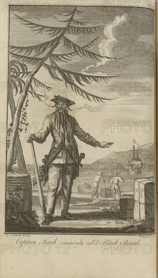Portrait of the Pirate Edward Teach, known as Blackbeard, 1736. Private Collection.