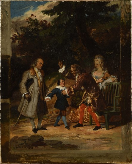 Voltaire blessing Franklin's grandson, 1826. Creator: Devéria, Achille (1800-1857).